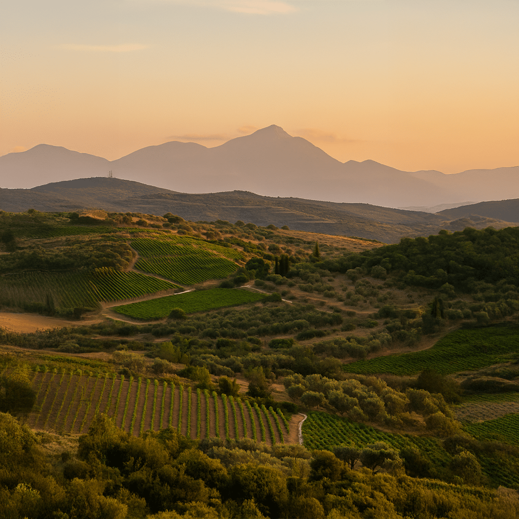 Landschaft und Weinberge in der Region Argolis